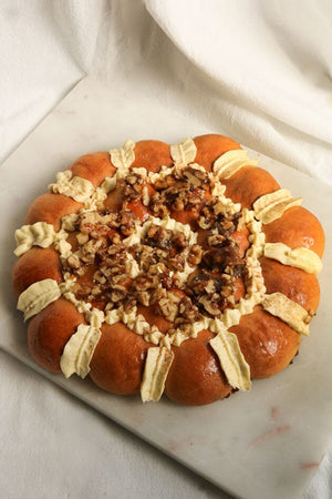 
                  
                    Load image into Gallery viewer, Brioche Wreath Holiday Collection The Daily Knead Chocolate Custard Wreath Midi 
                  
                