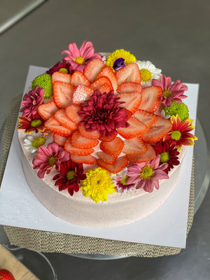 
                  
                    Load image into Gallery viewer, Sparkling Chandon Strawberry Cake Sweet The Daily Knead Midi Filled with flowers + berries 
                  
                