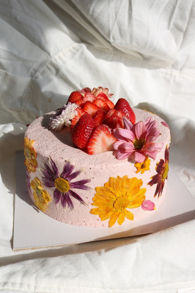 
                  
                    Load image into Gallery viewer, Pressed Flower Cake Sweet The Daily Knead Sparkling Strawberry Chandon - Midi 
                  
                